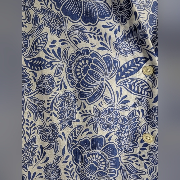 Talbots Blue White Floral Midi Dress SZ 6 Cotton Tie Waist Spring Party Wedding - Picture 6 of 9